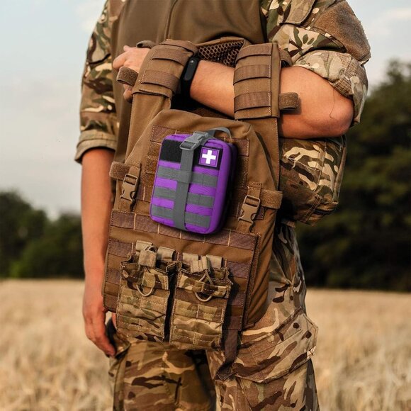 Tactical Molle Utility Pouch + Medical Patch + USA Flag for Camping Hiking Pouch - Picture 2 of 6